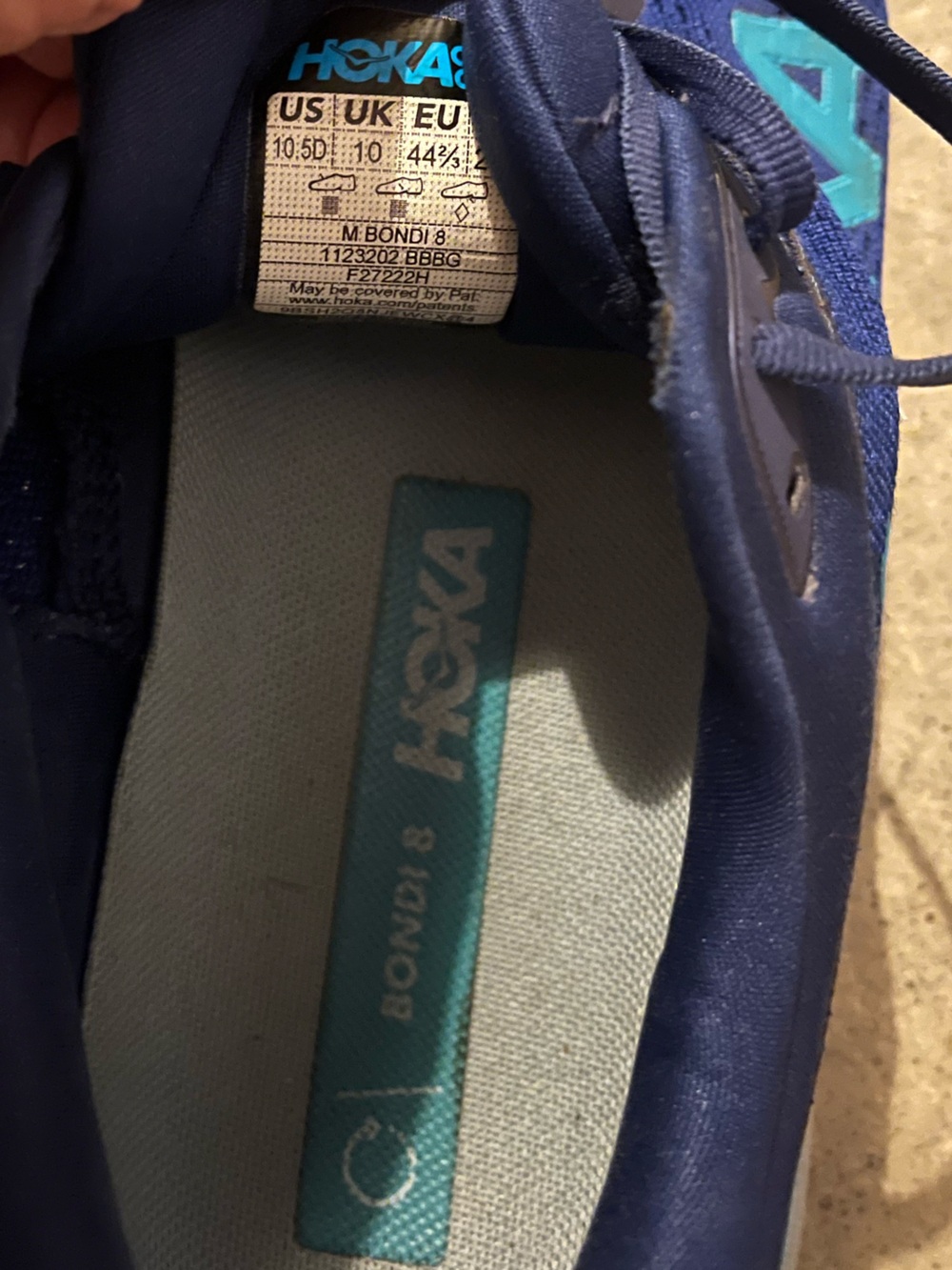 Hoka Men’s Bondi 8 Blue Outer Space Running Shoes 10.5D - Picture 9 of 10
